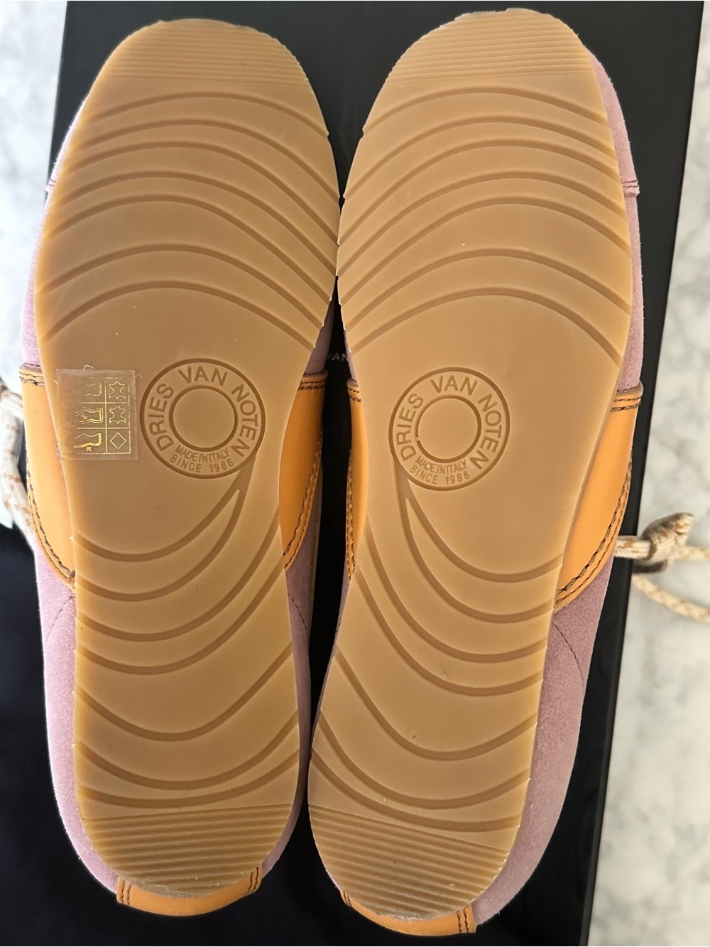 Dries Van Noten Leather-trimmed Suede Blush Yellow Low Top Sneakers 37 NWT - Picture 10 of 12